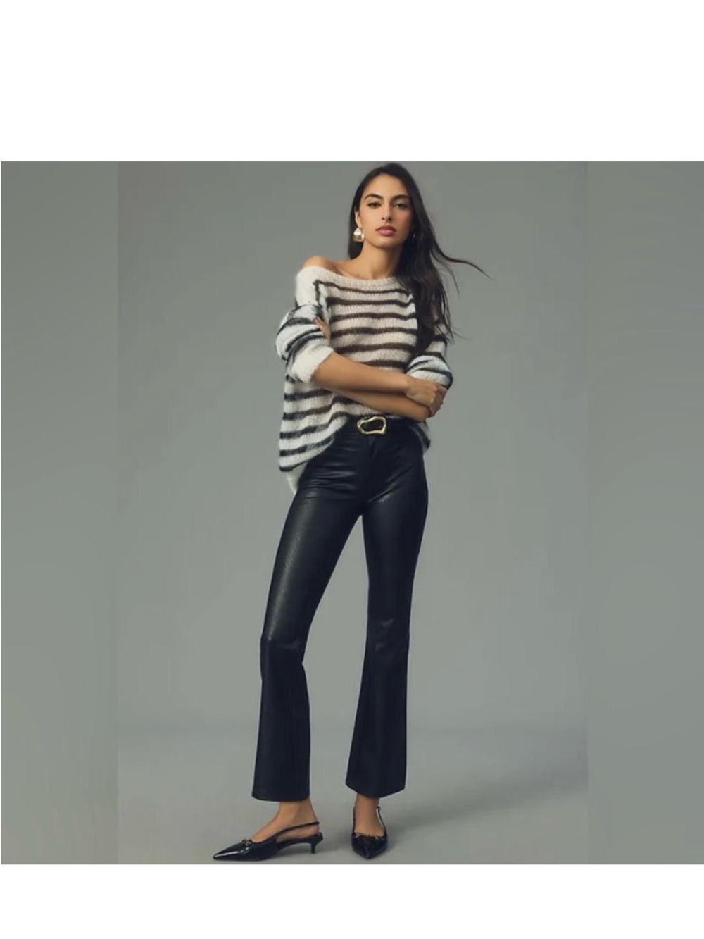 PAIGE Black Faux Leather-Look Jeans